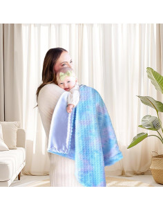 Manta para Bebés BEILIMU Reversible 76x102 cm Arcoíris Azul 2