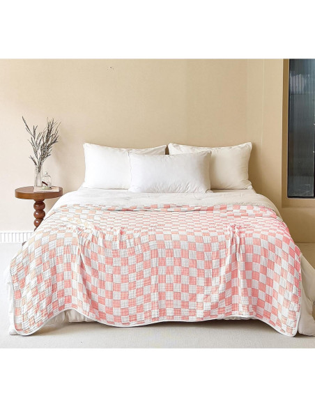 Manta de Muselina SANACYNA 100% Algodón Rosa 76x102 cm