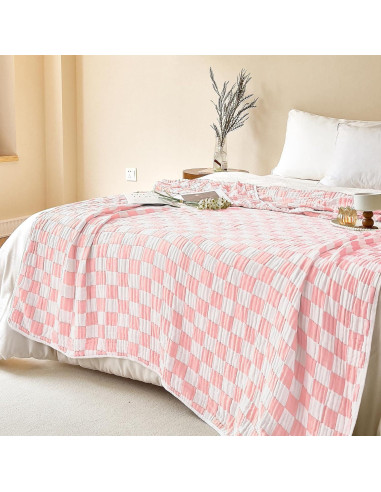 Manta de Muselina SANACYNA 100% Algodón Rosa 76x102 cm