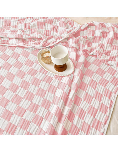Manta de Muselina SANACYNA 100% Algodón Rosa 76x102 cm