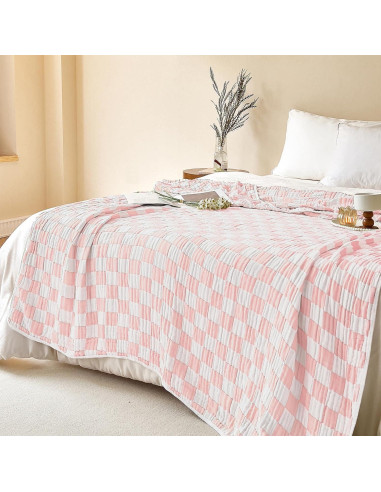 Manta de Muselina SANACYNA 100% Algodón Rosa 76x102 cm