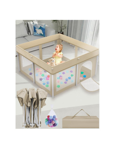 Parque Infantil Plegable Beige 127x127 cm Ultra-Portátil