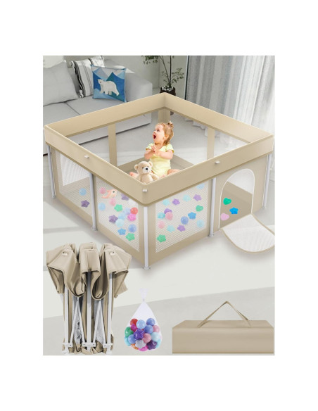 Parque Infantil Plegable Beige 127x127 cm Ultra-Portátil