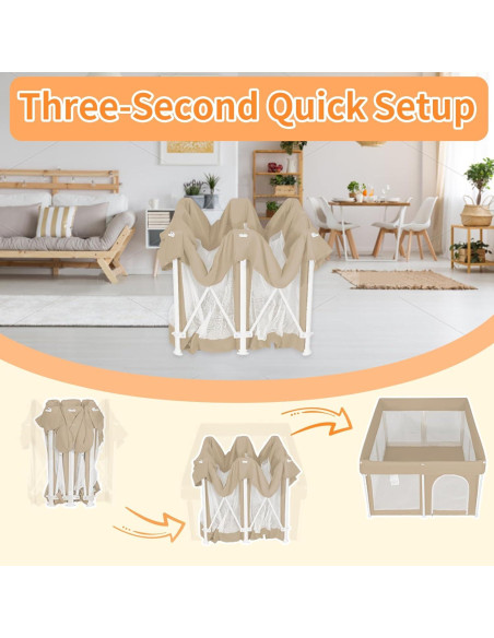 Parque Infantil Plegable Beige 127x127 cm Ultra-Portátil