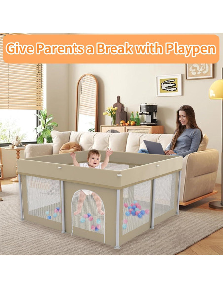 Parque Infantil Plegable Beige 127x127 cm Ultra-Portátil