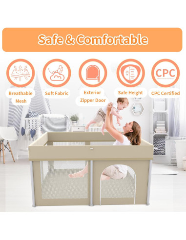 Parque Infantil Plegable Beige 127x127 cm Ultra-Portátil
