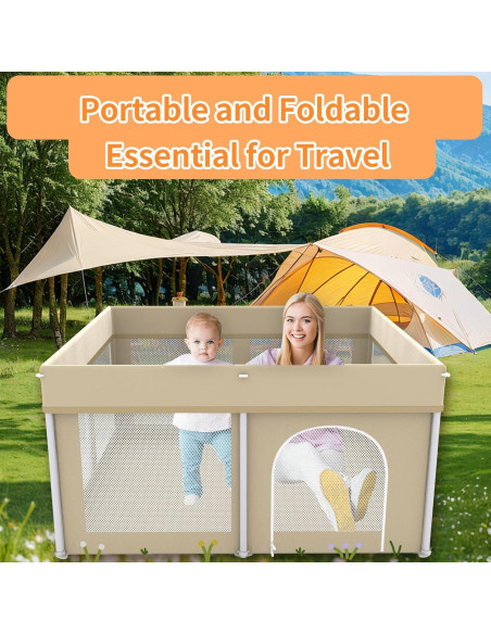 Parque Infantil Plegable Beige 127x127 cm Ultra-Portátil