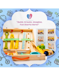 Caja de Herramientas de Madera Big Heart 25 Piezas para Niños 2