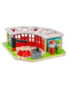 Cobertizo de Locomotoras de 5 Vías Bigjigs Rail - Juguete de Madera