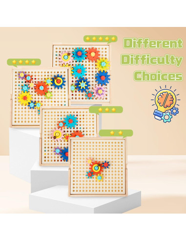 Juguete Educativo de Engranajes de Madera Adena Montessori 64 Piezas