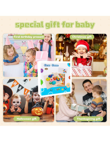 Juguete Educativo de Engranajes de Madera Adena Montessori 64 Piezas