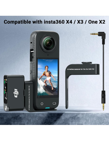 Soporte de Micrófono CYNOVA para Insta360 X4/X3 con Cable 3.5mm