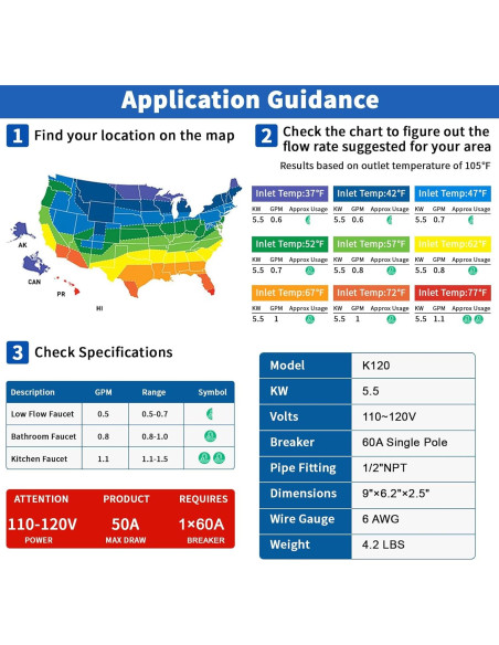 Calentador de Agua Instantáneo Kweetle 5500W 110V Bajo Fregadero Calentador de Agua Instantáneo Kweetle 5500W 110V Bajo Fregadero