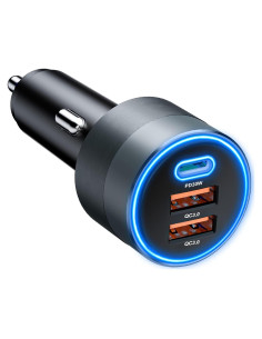 Cargador de coche USB C SONRU 66W PD 30W Doble QC3.0 Negro