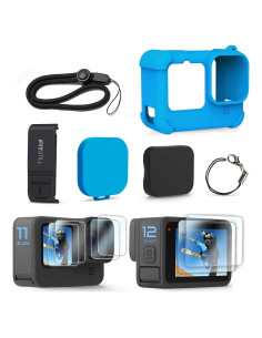 Funda de Silicona Azul FitStill para GoPro Hero 12/11/10/9 Black