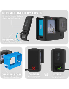 Funda de Silicona Azul FitStill para GoPro Hero 12/11/10/9 Black 2