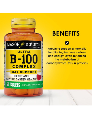 Mason Natural Ultra B-100 Complejo Vitaminas B 100 Tabletas