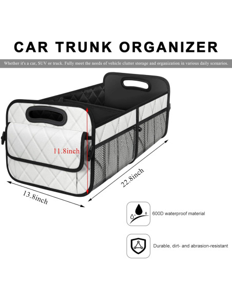 Organizador de Maletero de Coche NYTKL Blanco Impermeable