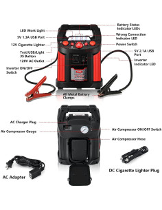 Arrancador de Batería Goplus 1500A con Compresor y USB 2