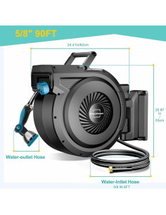 Carrete de Manguera Retráctil TOAOTBNBO 22.86 m Automático 2