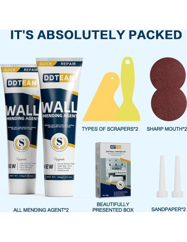 Kit de Reparación de Drywall DDTEAN - 2 Paquetes Masilla 199.58g