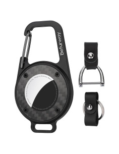 Soporte de AirTag Befurway con llavero de metal y cuero negro
