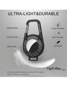 Soporte de AirTag Befurway con llavero de metal y cuero negro 2