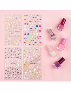 Calcomanías para Uñas 5D HAIIDOAK - 4 Hojas Florales Autoadhesivas 2