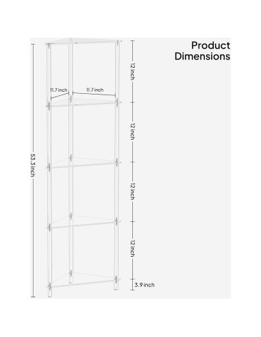 Estante de Esquina Acrílico Eglaf 5 Niveles 29.7x135.6 cm