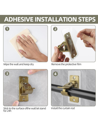 Goabroa Soportes Autoadhesivos para Varillas de Cortina 20 PCS