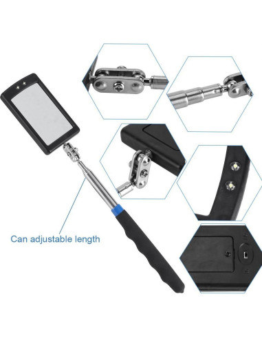 Espejo de Inspección Iluminado Telescópico Enbar 34 cm