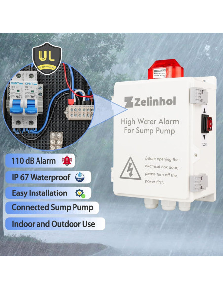 Panel de Control de Alarma de Agua Zelinhol 110dB IP67 Panel de Control de Alarma de Agua Zelinhol 110dB IP67