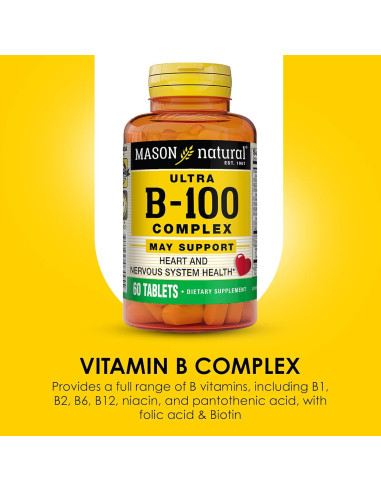 Mason Natural Ultra B-100 Complejo Vitaminas B 100 Tabletas