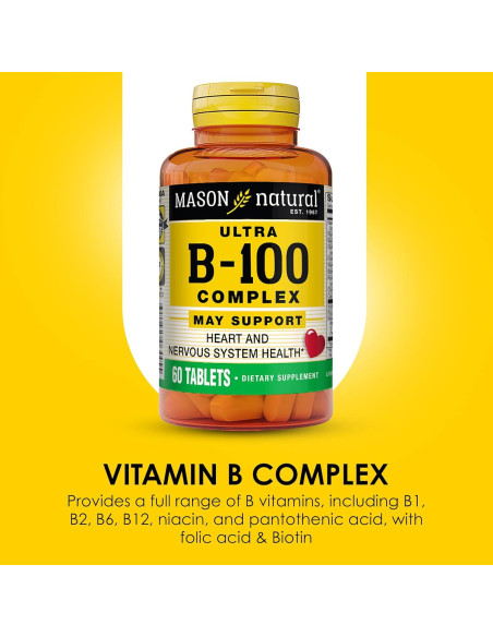 Mason Natural Ultra B-100 Complejo Vitaminas B 100 Tabletas