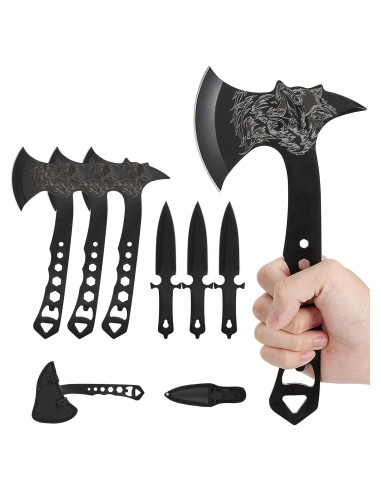 Conjunto de 3 Hachas de Lanzamiento Fogein con Funda de Nylon