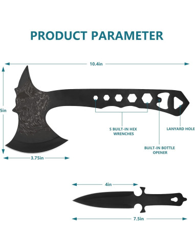 Conjunto de 3 Hachas de Lanzamiento Fogein con Funda de Nylon