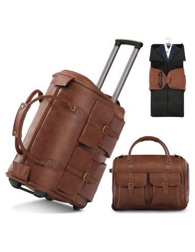 Bolsa Duffle con Ruedas Shopsource Marrón Vintage 53.4x36.1x39.1cm