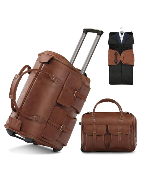 Bolsa Duffle con Ruedas Shopsource Marrón Vintage 53.4x36.1x39.1cm