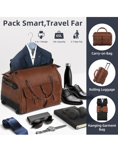 Bolsa Duffle con Ruedas Shopsource Marrón Vintage 53.4x36.1x39.1cm