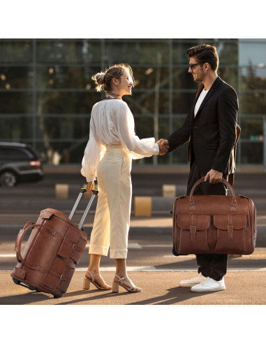 Bolsa Duffle con Ruedas Shopsource Marrón Vintage 53.4x36.1x39.1cm