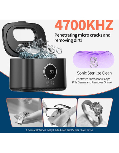 Limpiador Ultrasónico de Joyas MQOMQO 600ml 5 Modos