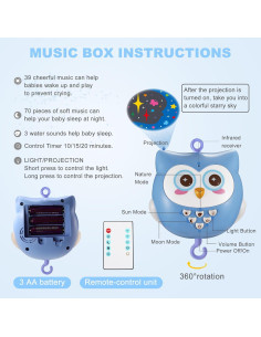 Móvil Musical para Cuna YUNGCHI con Luces y Control Remoto 2