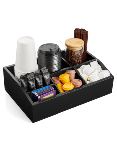 Organizador de Café GCWSTJK Negro con 6 Compartimentos