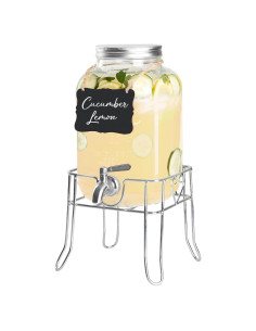 Dispensador de Bebidas de Vidrio Ilyapa 3.78L con Base de Metal