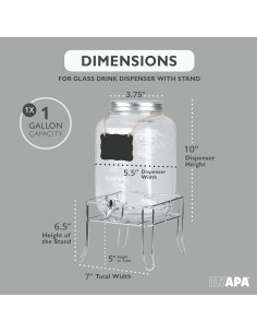 Dispensador de Bebidas de Vidrio Ilyapa 3.78L con Base de Metal 2