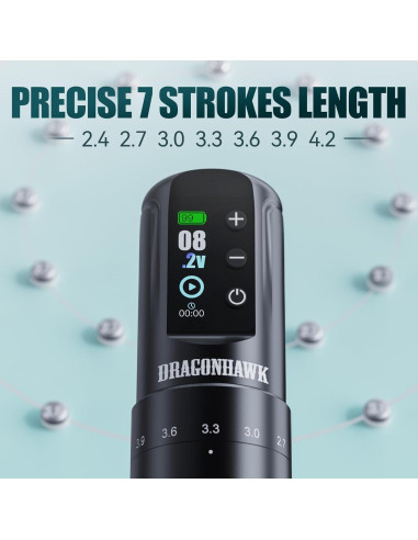 Máquina de Tatuaje Dragonhawk Atom2 Pro Sin Cable 7 Golpes