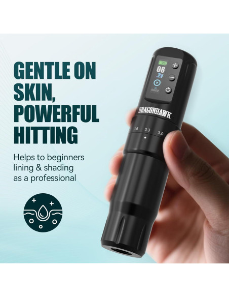 Máquina de Tatuaje Dragonhawk Atom2 Pro Sin Cable 7 Golpes