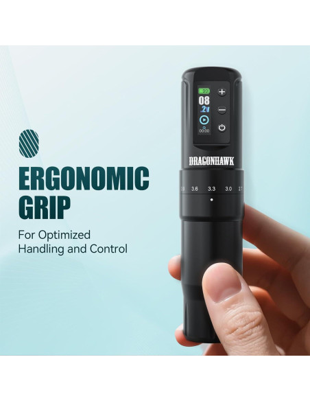 Máquina de Tatuaje Dragonhawk Atom2 Pro Sin Cable 7 Golpes