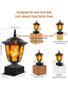 Luces de Poste Solar de Llama Dynaming - 2 Paquete LED 14x14 cm 2