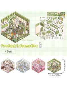 Adhesivos 3D Creativos Yuanchu - 4 Conjuntos de Escenas DIY 2